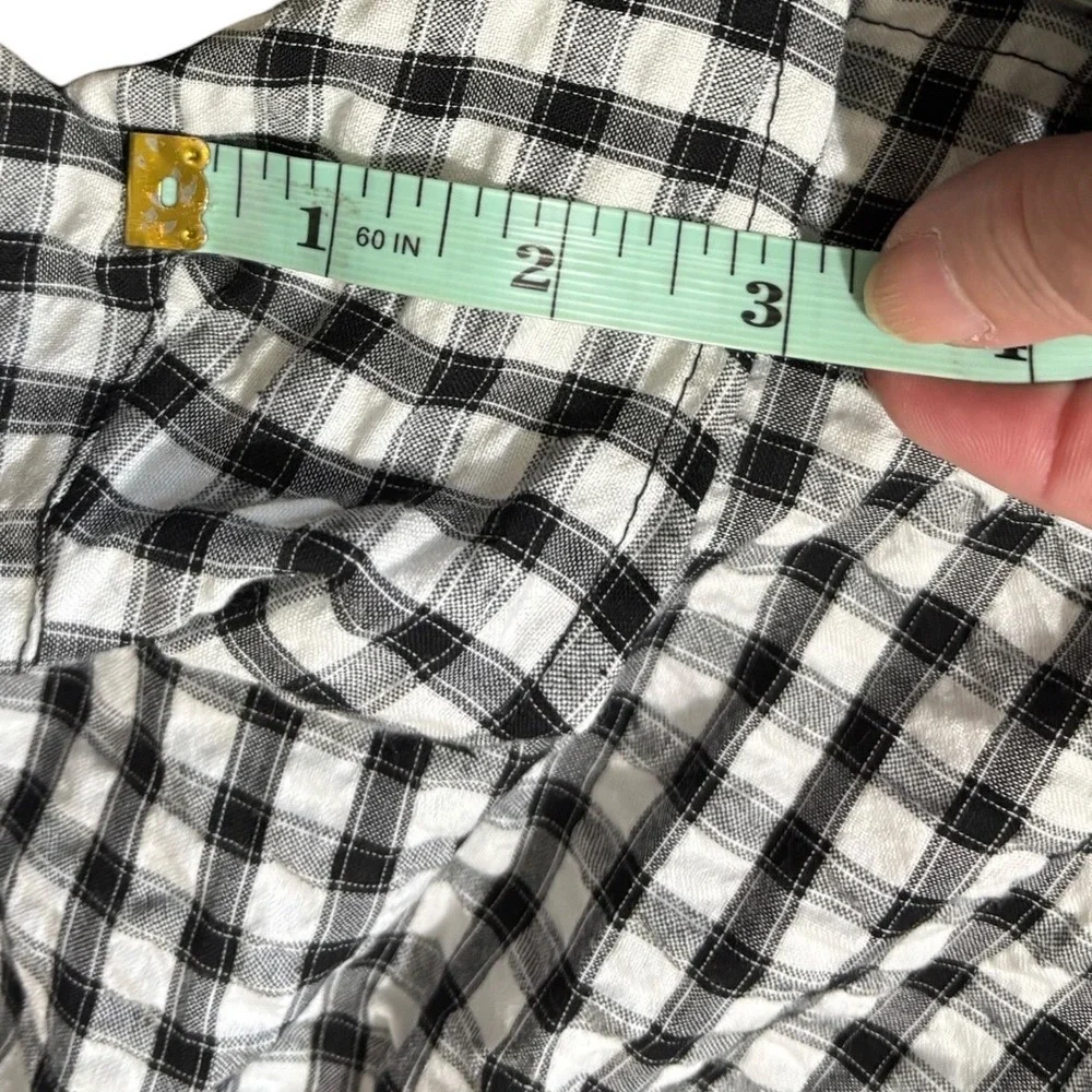 Rewash Brand Womens Gingham Smocked‎ High Waist Shorts Black White Retro Boho XS